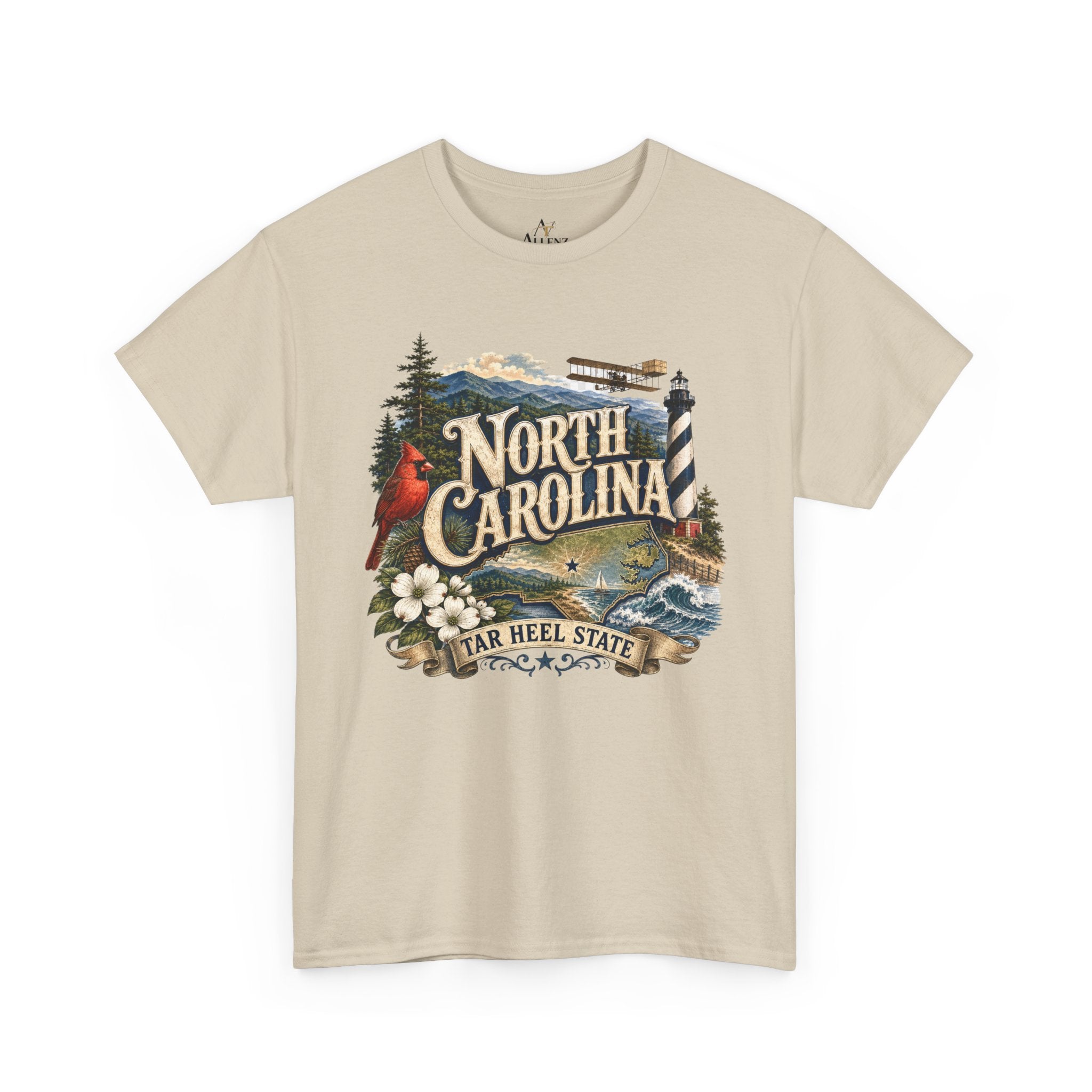 Unisex Heavy Cotton Tee🌲 North Carolina – Coastal Beauty and Mountain Adventure 🌊✈️