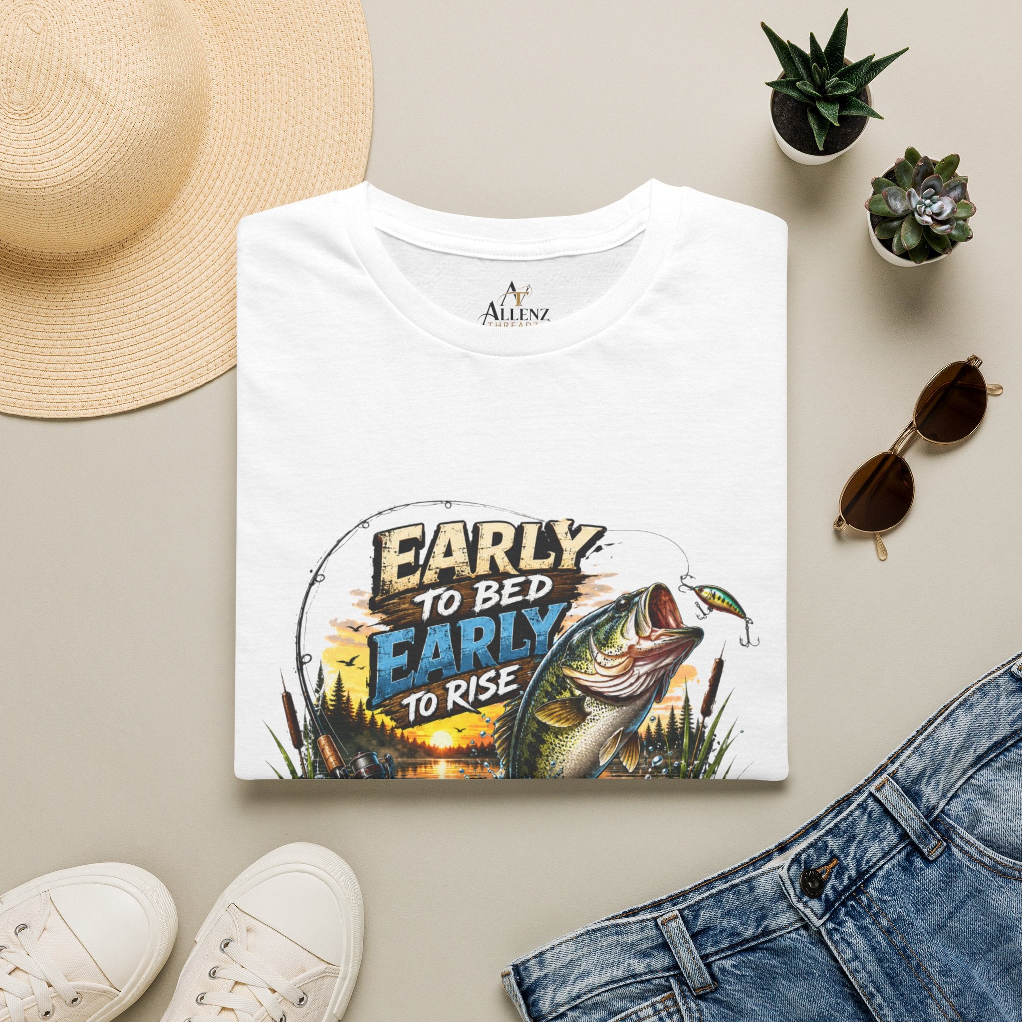 Early To Bed Fishing Unisex Softstyle T-Shirt