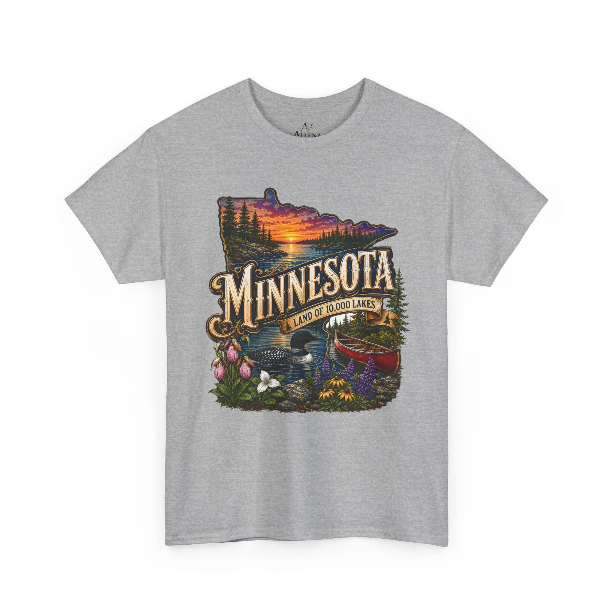 Unisex Heavy Cotton Tee🌲 Minnesota – Land of 10,000 Lakes Adventure 🌲