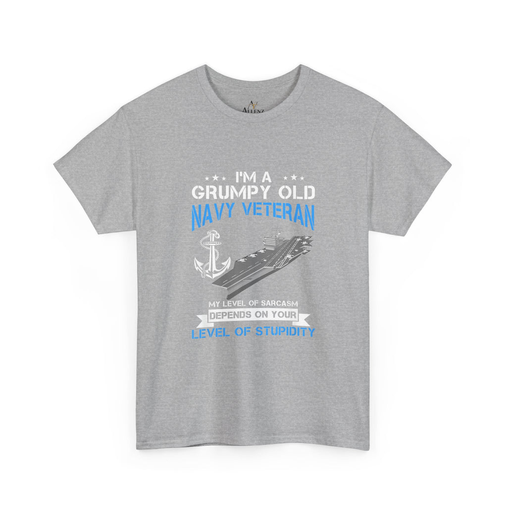 Unisex Heavy Cotton Tee⚓ “I’m A Grumpy Old Navy Veteran” Funny Veteran T-Shirt ⚓