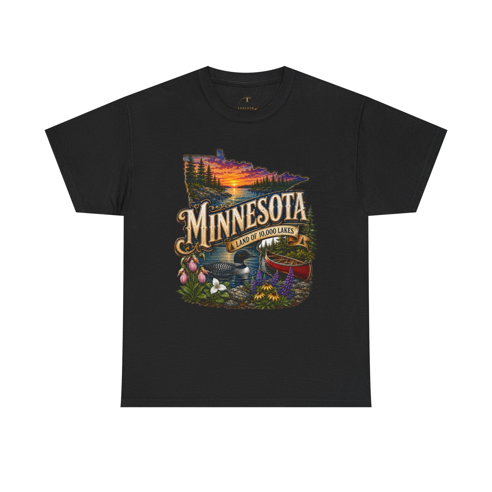 Unisex Heavy Cotton Tee🌲 Minnesota – Land of 10,000 Lakes Adventure 🌲