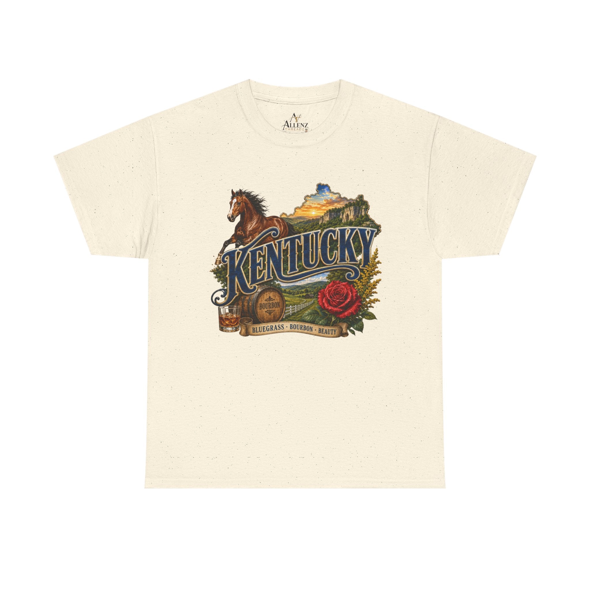 Unisex Heavy Cotton Tee 🐎 Kentucky – Bluegrass, Bourbon and Southern Beauty 🐎
