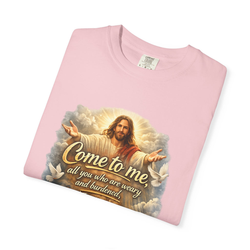 Come to Me Christian T-Shirt — "Come to me... and I will give you REST" Religious Faith Tee