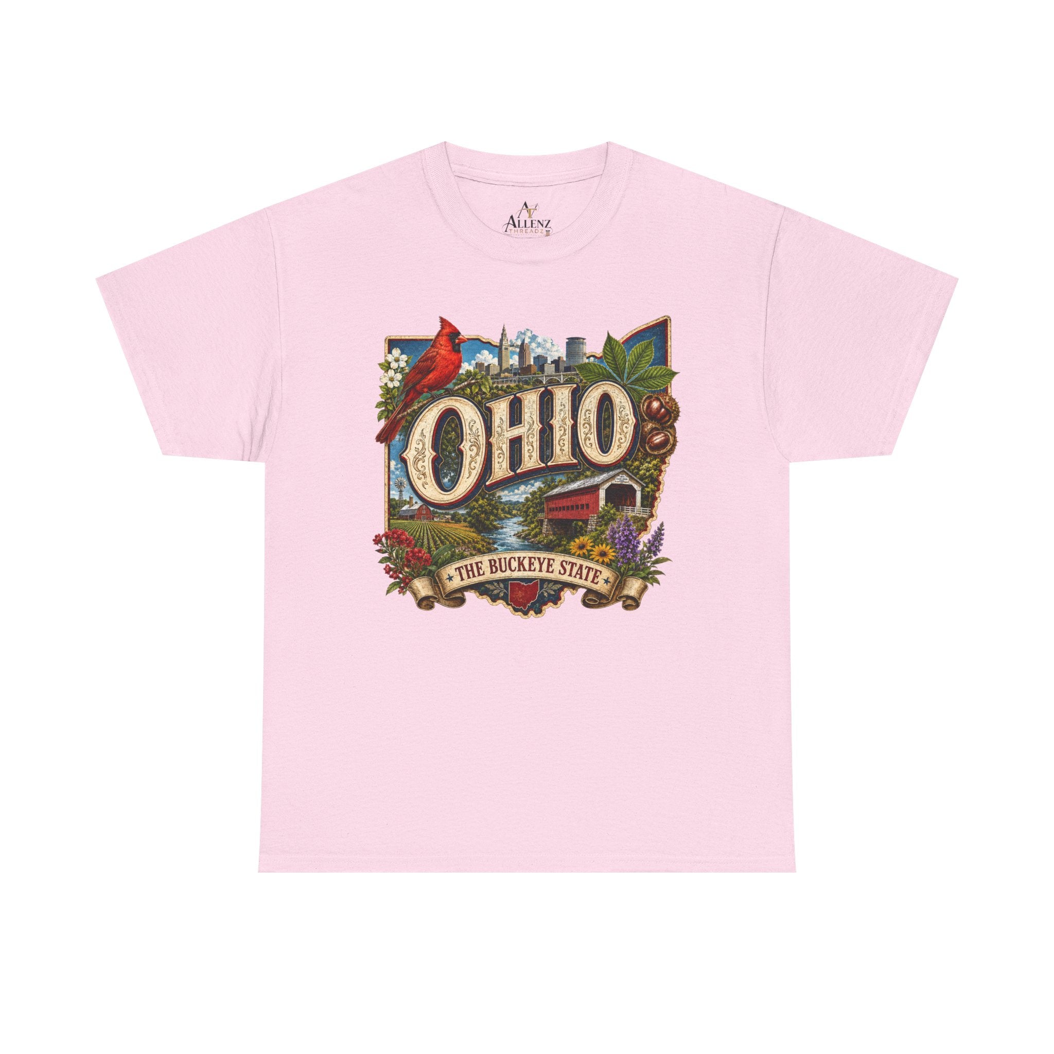 Unisex Heavy Cotton Tee🍂 Ohio – The Heart of the Buckeye State 🌰🌾