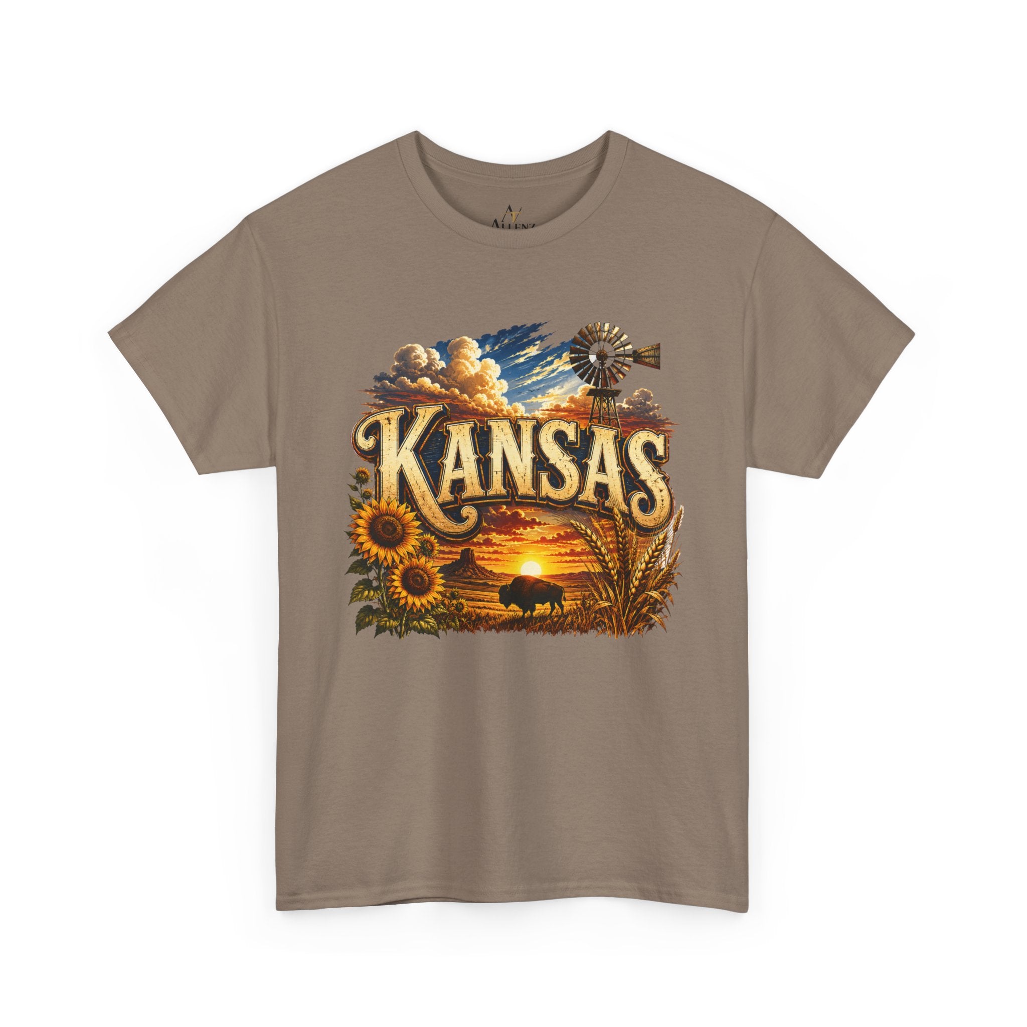 Unisex Heavy Cotton Tee 🌻 Kansas – Wide Open Skies and Heartland Heritage 🌻