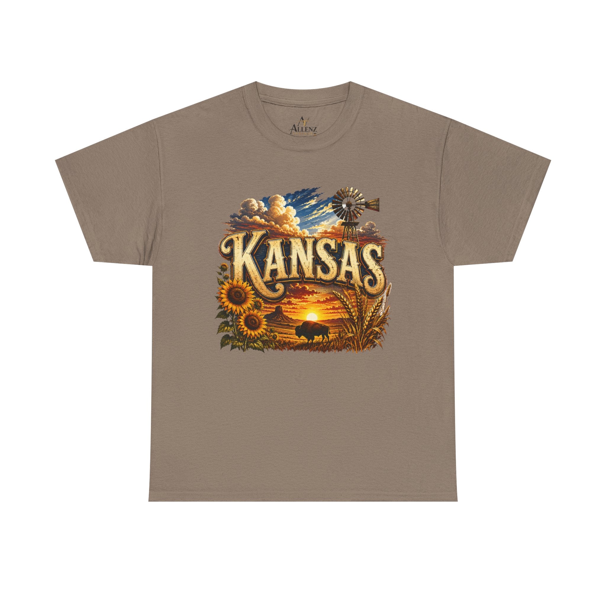 Unisex Heavy Cotton Tee 🌻 Kansas – Wide Open Skies and Heartland Heritage 🌻