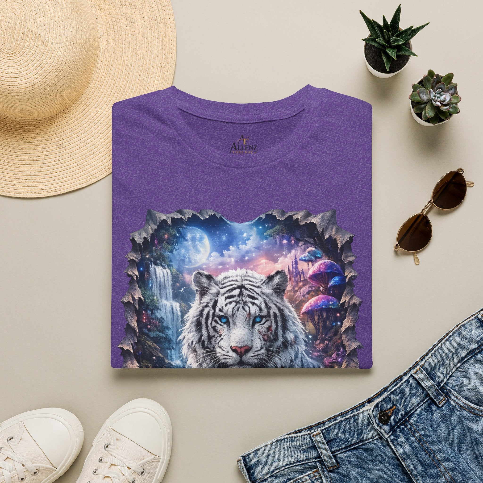 Fantasy white Bengal tiger Unisex Softstyle T-Shirt -