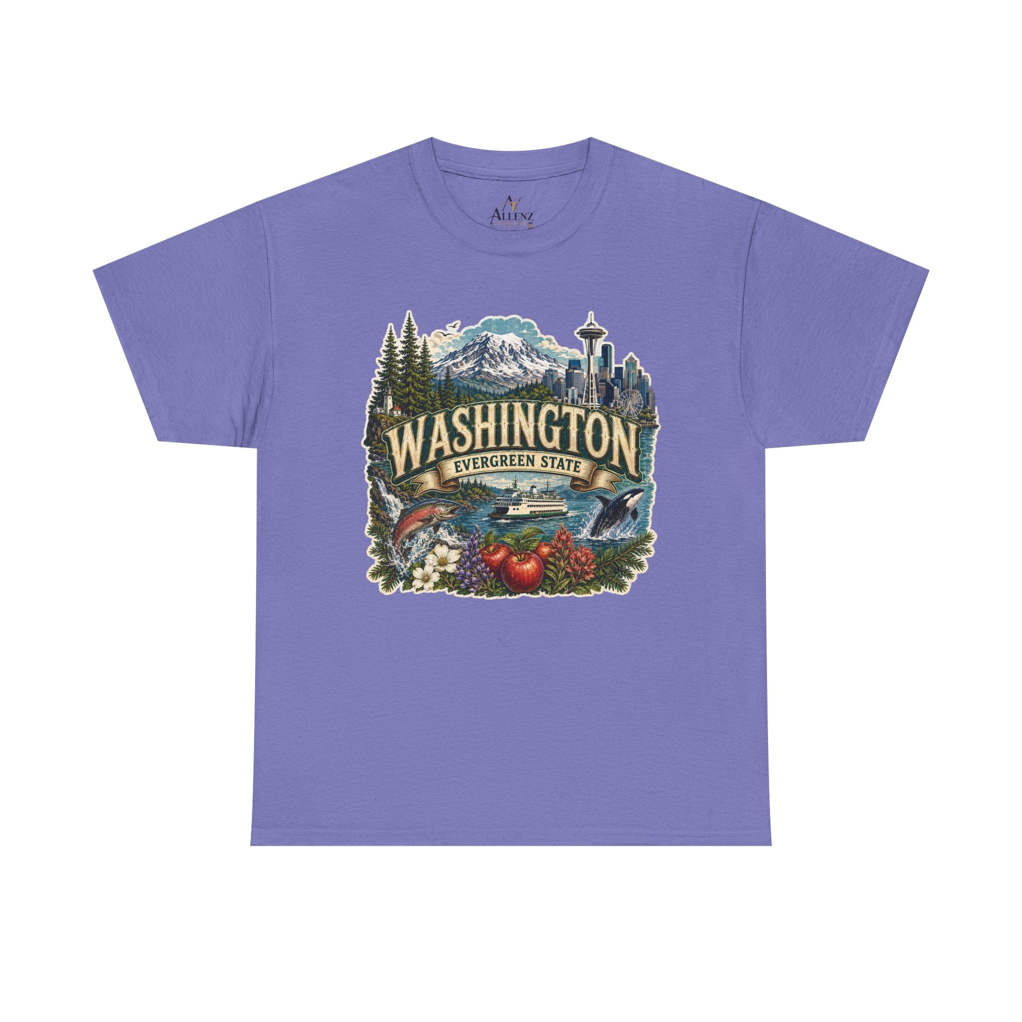 Unisex Heavy Cotton Tee🌲🏔️ Washington – Spirit of the Evergreen State 🚢🐋