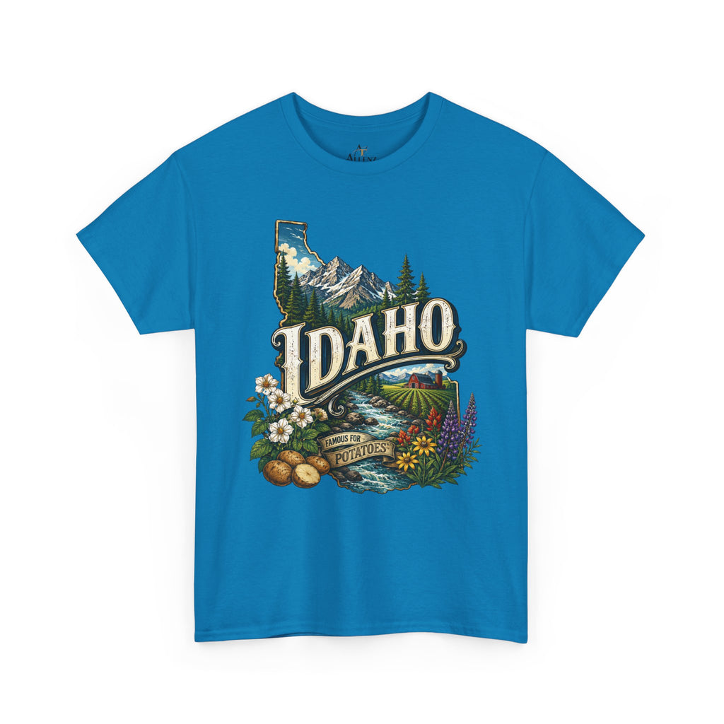 Unisex Heavy Cotton Tee 🥔 Idaho – Mountain Beauty and Rustic Country Charm 🥔