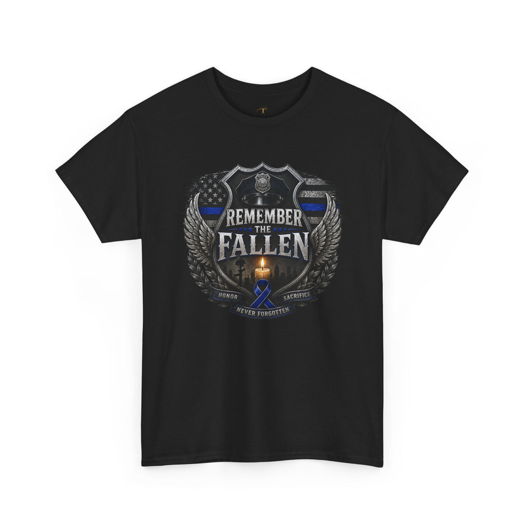 Unisex Heavy Cotton Tee Thin blue line remember the Fallen