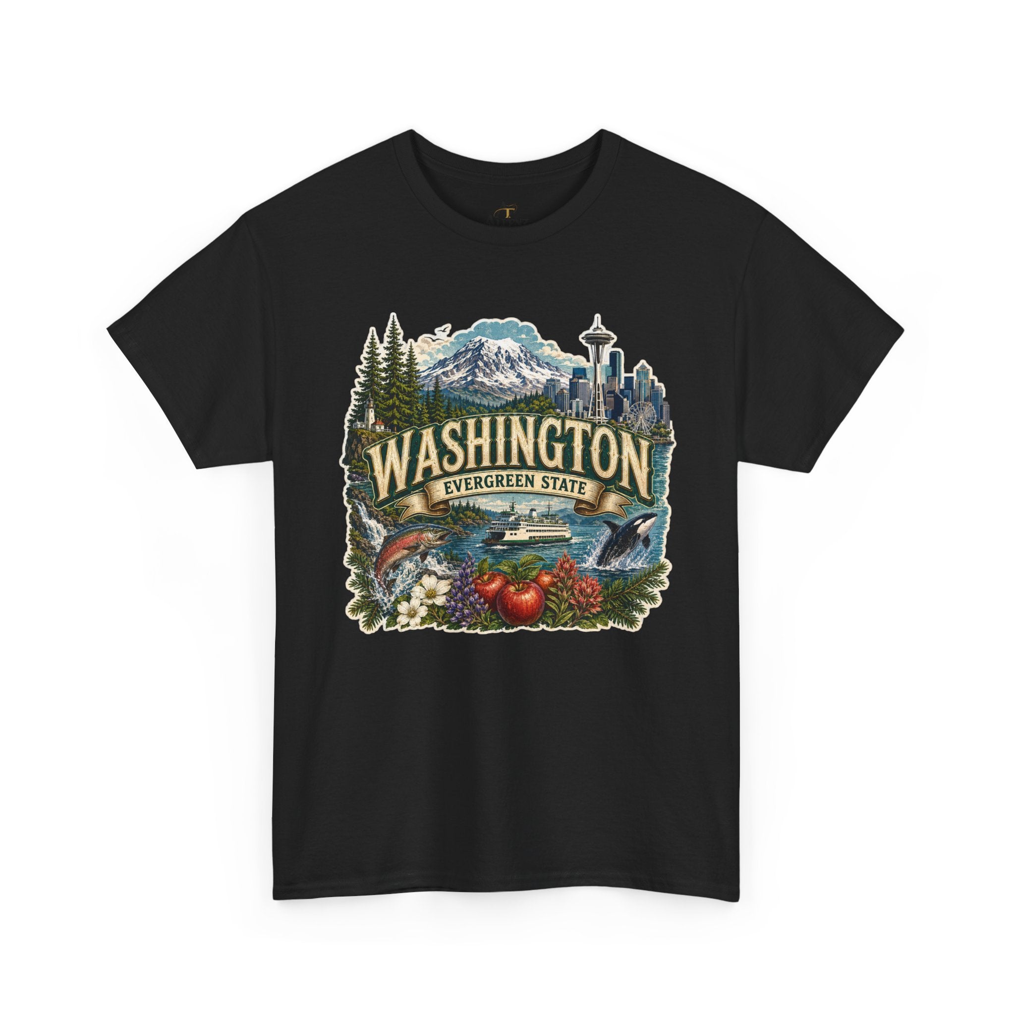Unisex Heavy Cotton Tee🌲🏔️ Washington – Spirit of the Evergreen State 🚢🐋