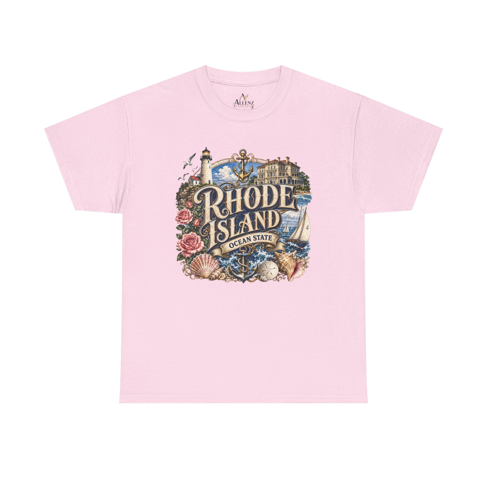 Unisex Heavy Cotton Tee⚓ Rhode Island – Coastal Charm of the Ocean State 🌊🏖️