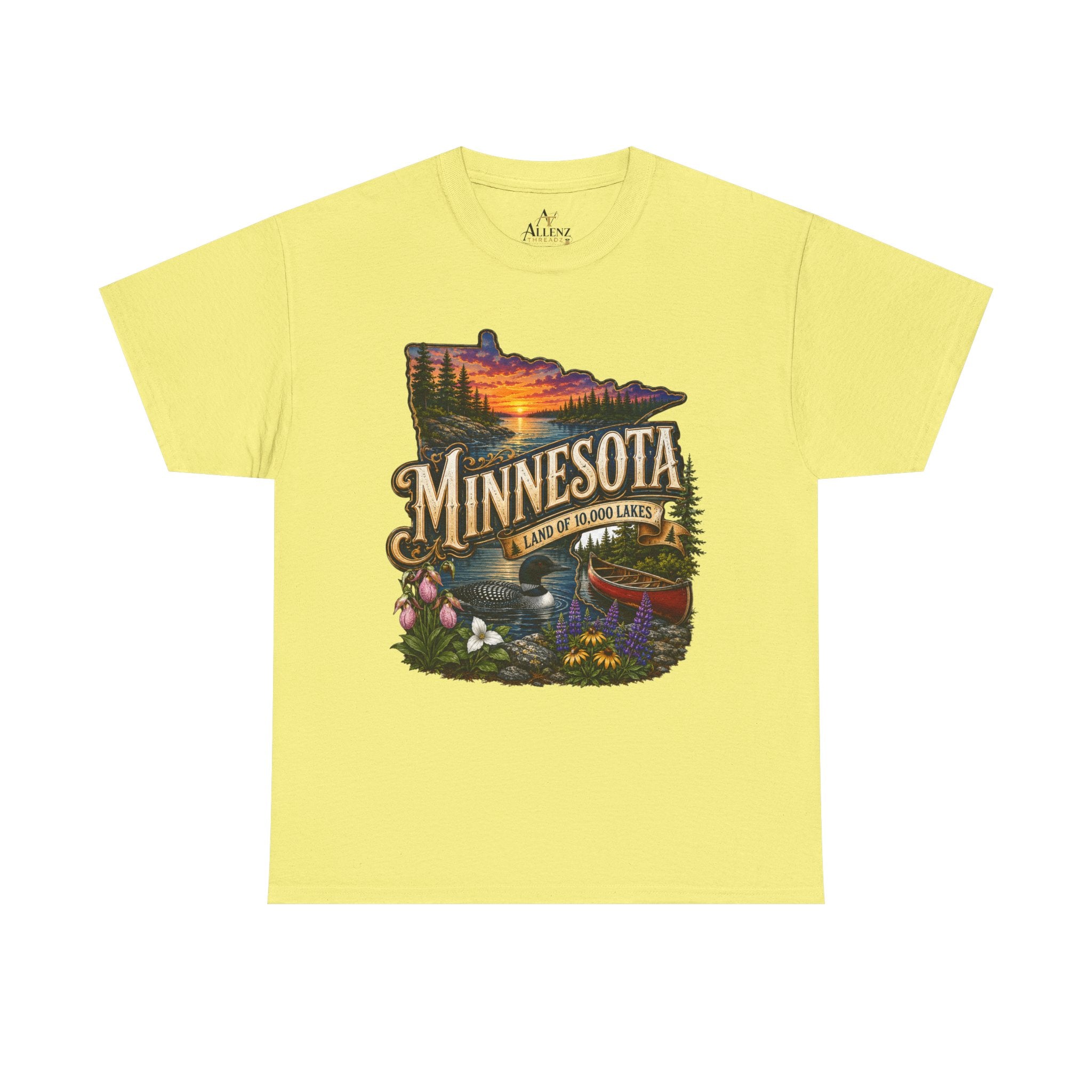 Unisex Heavy Cotton Tee🌲 Minnesota – Land of 10,000 Lakes Adventure 🌲
