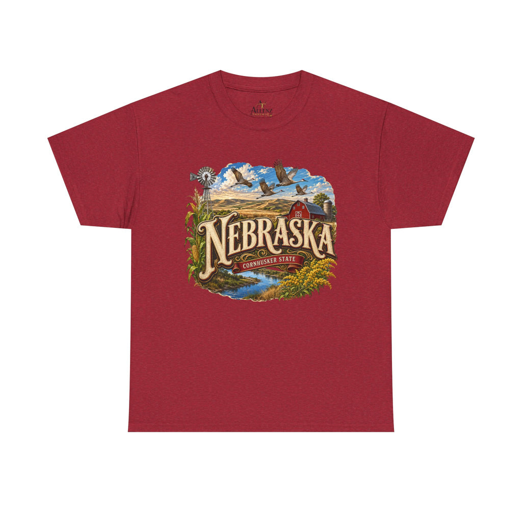 Unisex Heavy Cotton Tee🌾 Nebraska – Heartland Heritage and Prairie Pride 🌾
