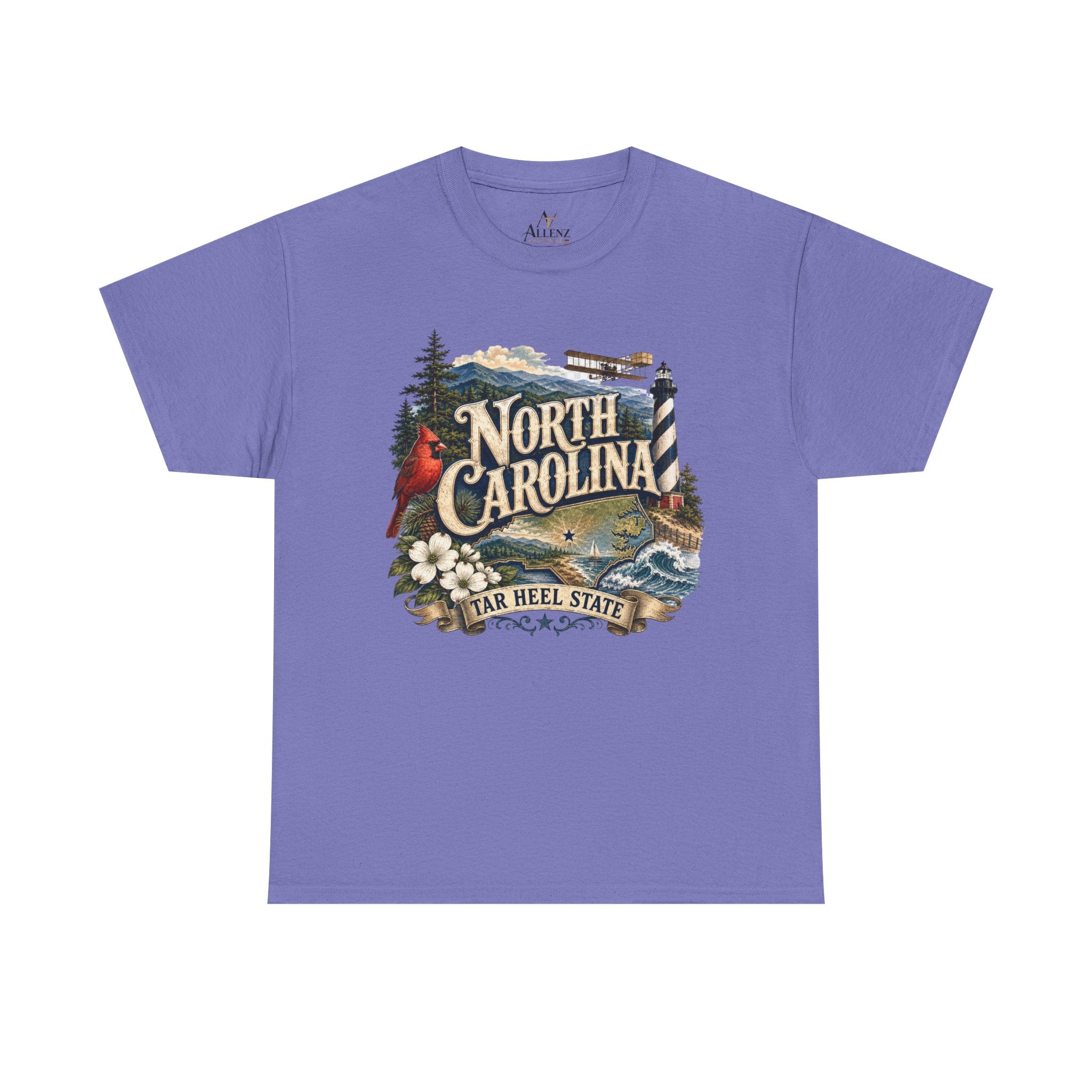 Unisex Heavy Cotton Tee🌲 North Carolina – Coastal Beauty and Mountain Adventure 🌊✈️