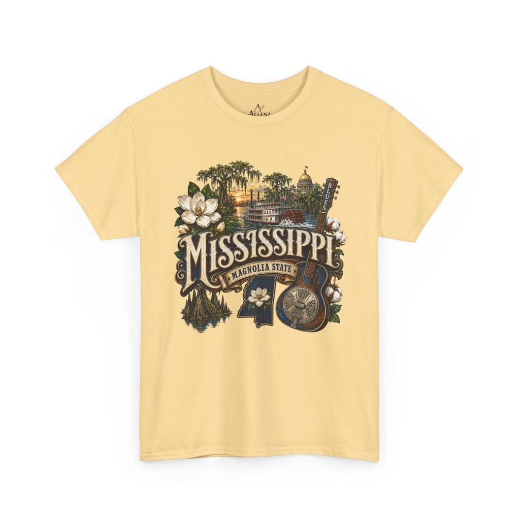 Unisex Heavy Cotton Tee🎸 Mississippi – Southern Soul and Magnolia State Pride 🎸