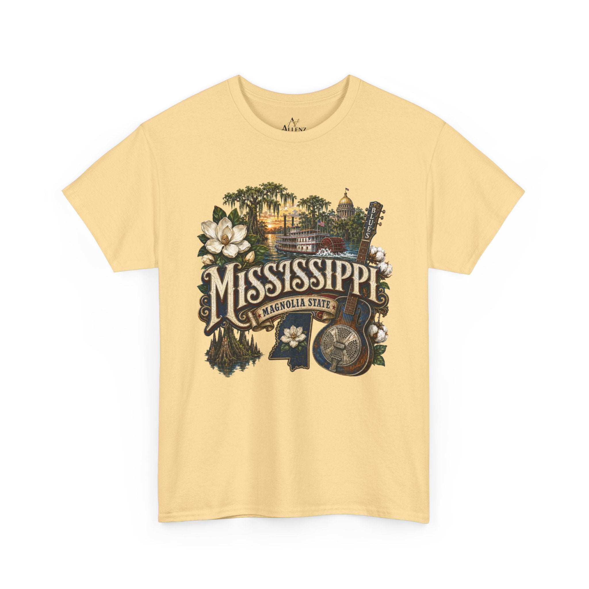 Unisex Heavy Cotton Tee🎸 Mississippi – Southern Soul and Magnolia State Pride 🎸