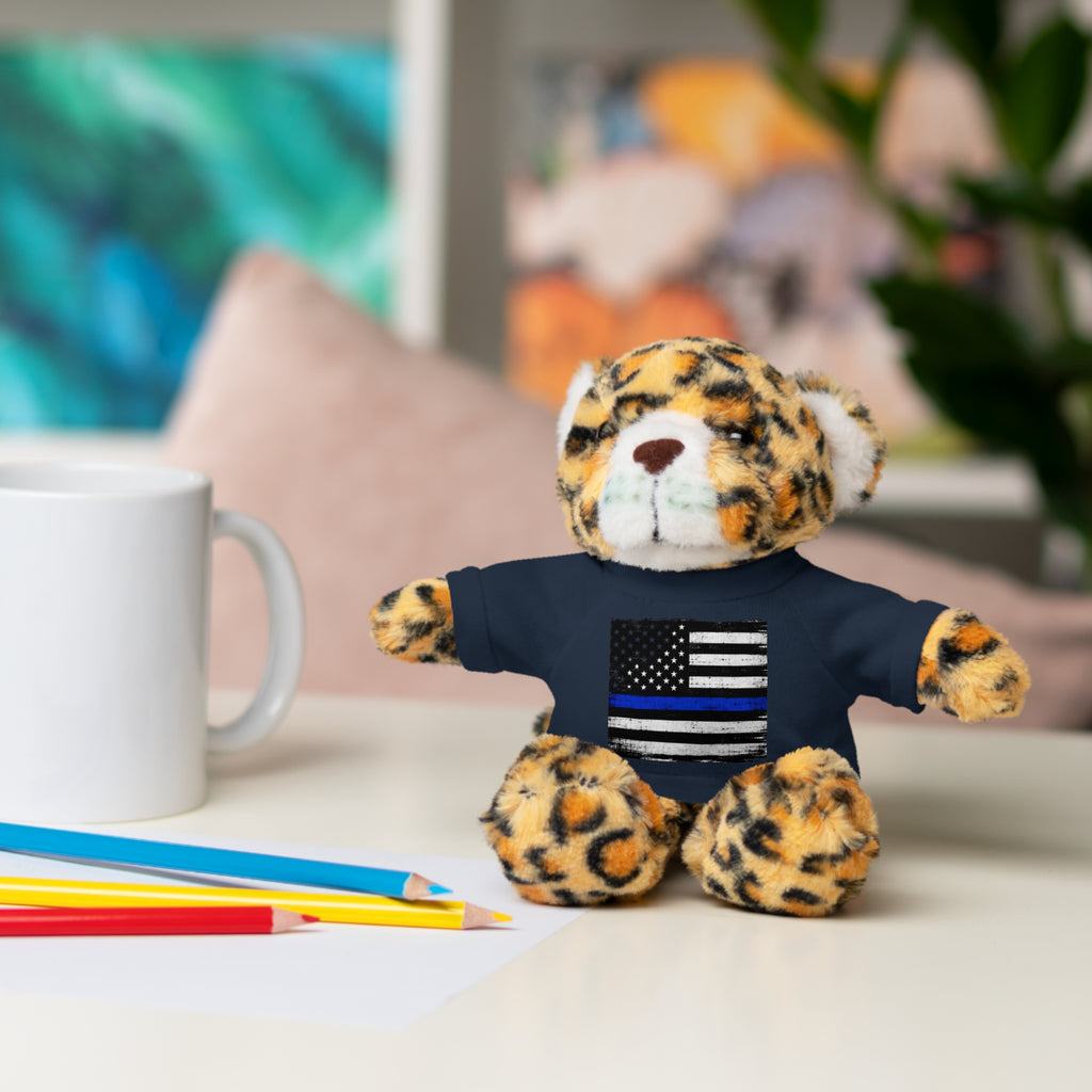 Kids Stuffed Animal with Thin Blue line flag Tee