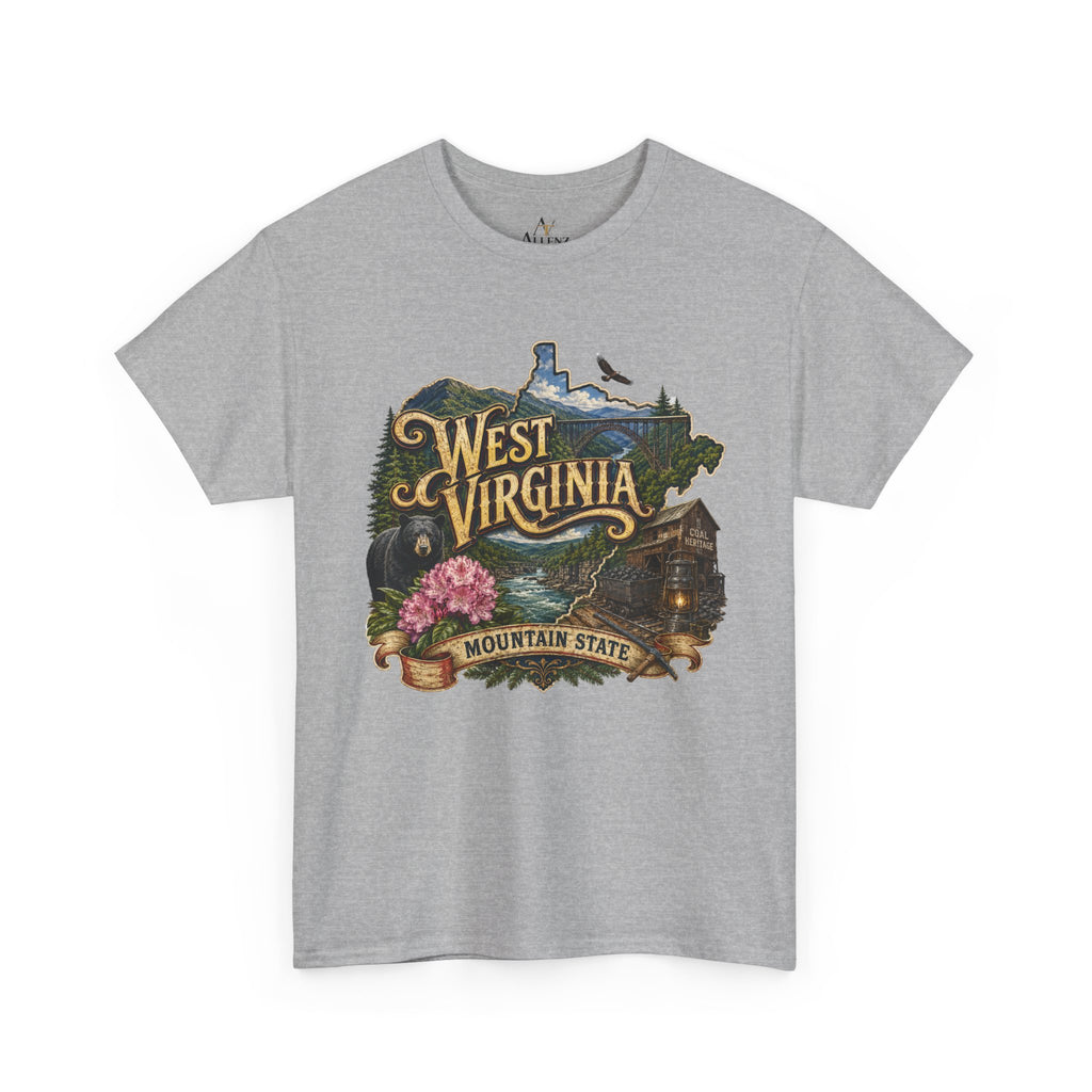 Unisex Heavy Cotton Tee🏔️🖤 West Virginia – Wild and Wonderful Mountain State ⛏️🐻
