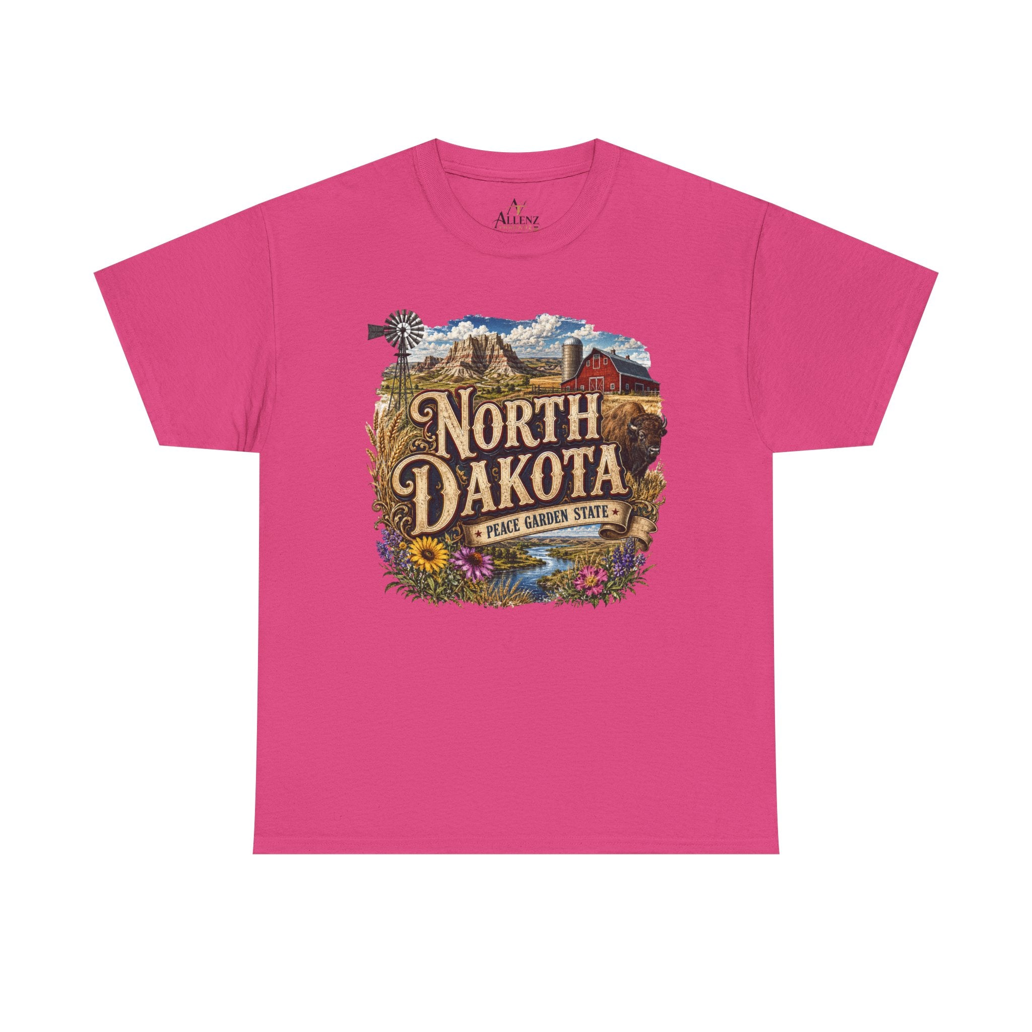 Unisex Heavy Cotton Tee🌾 North Dakota – Wide Open Beauty and Prairie Pride 🦬🌻