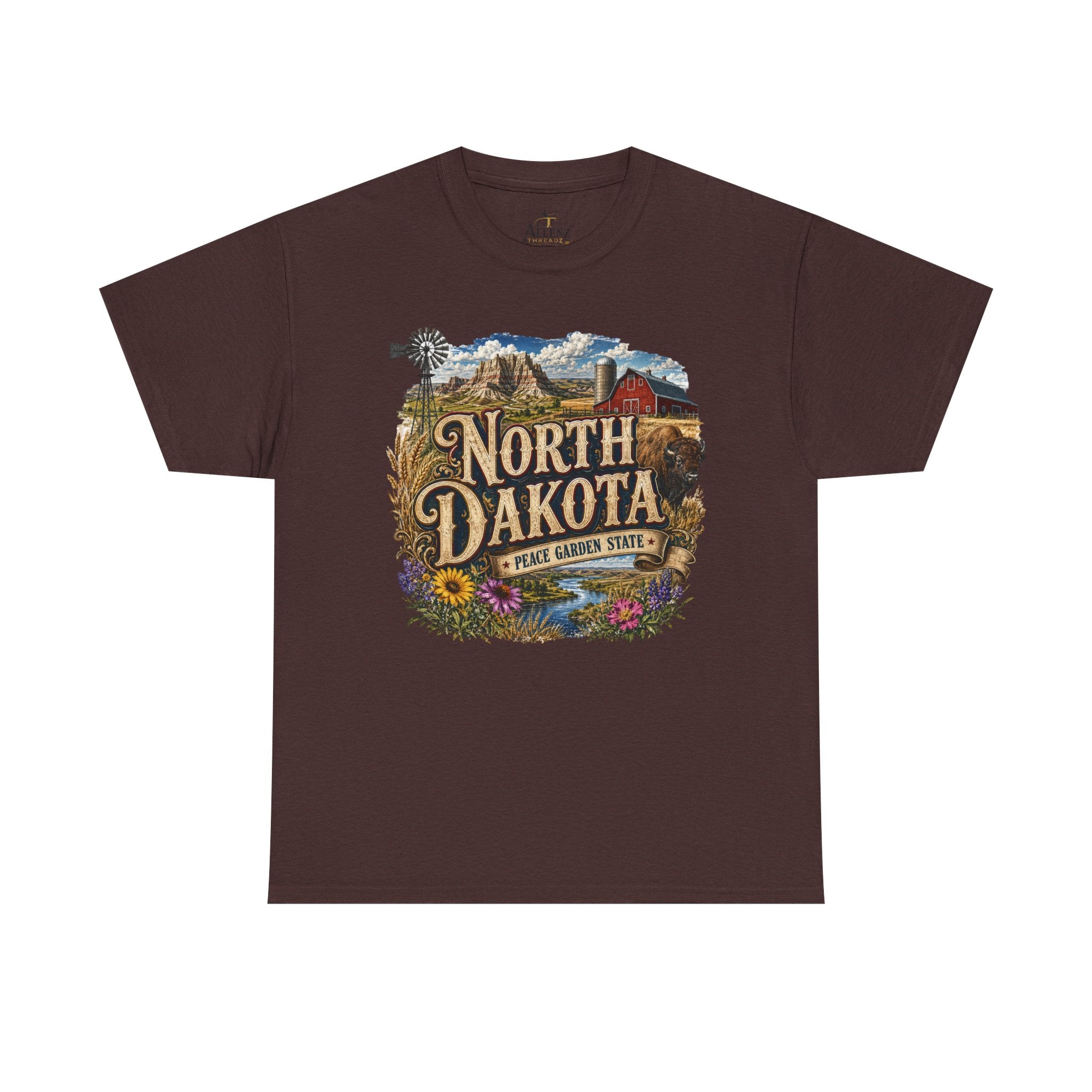 Unisex Heavy Cotton Tee🌾 North Dakota – Wide Open Beauty and Prairie Pride 🦬🌻