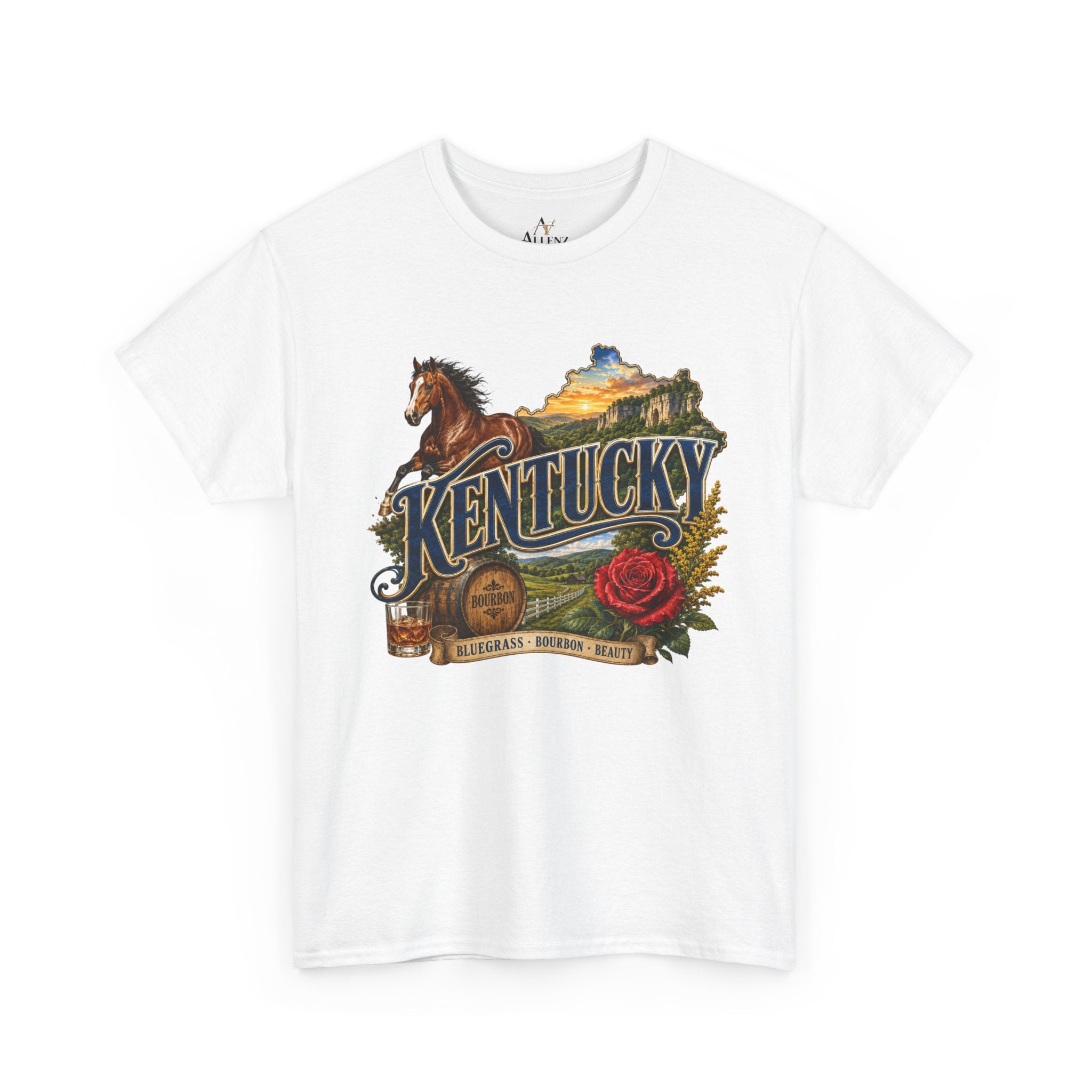 Unisex Heavy Cotton Tee 🐎 Kentucky – Bluegrass, Bourbon and Southern Beauty 🐎