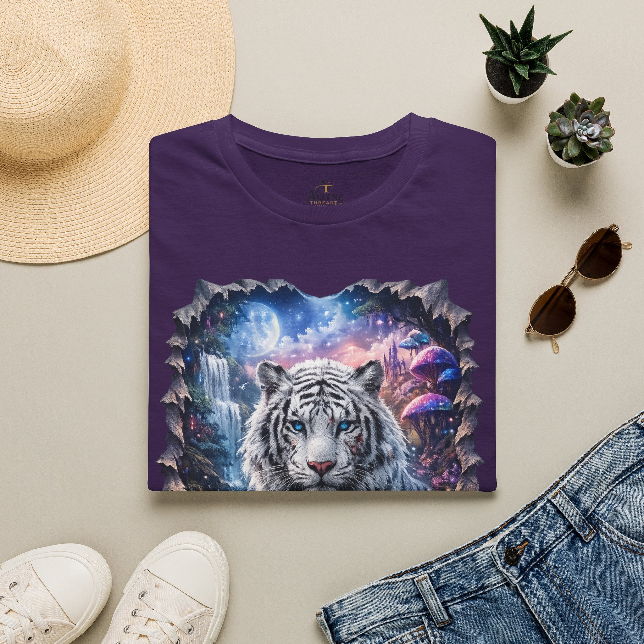 Fantasy white Bengal tiger Unisex Softstyle T-Shirt -