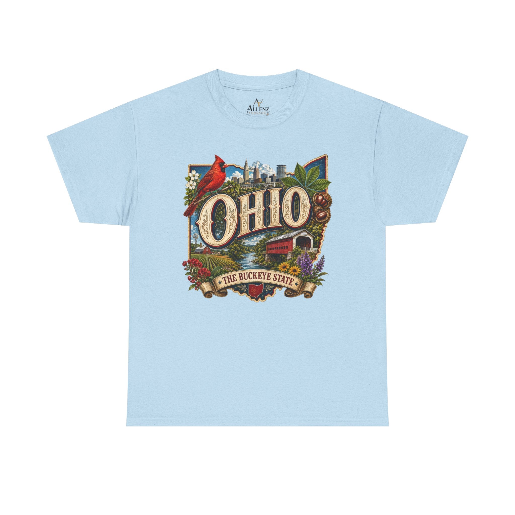 Unisex Heavy Cotton Tee🍂 Ohio – The Heart of the Buckeye State 🌰🌾