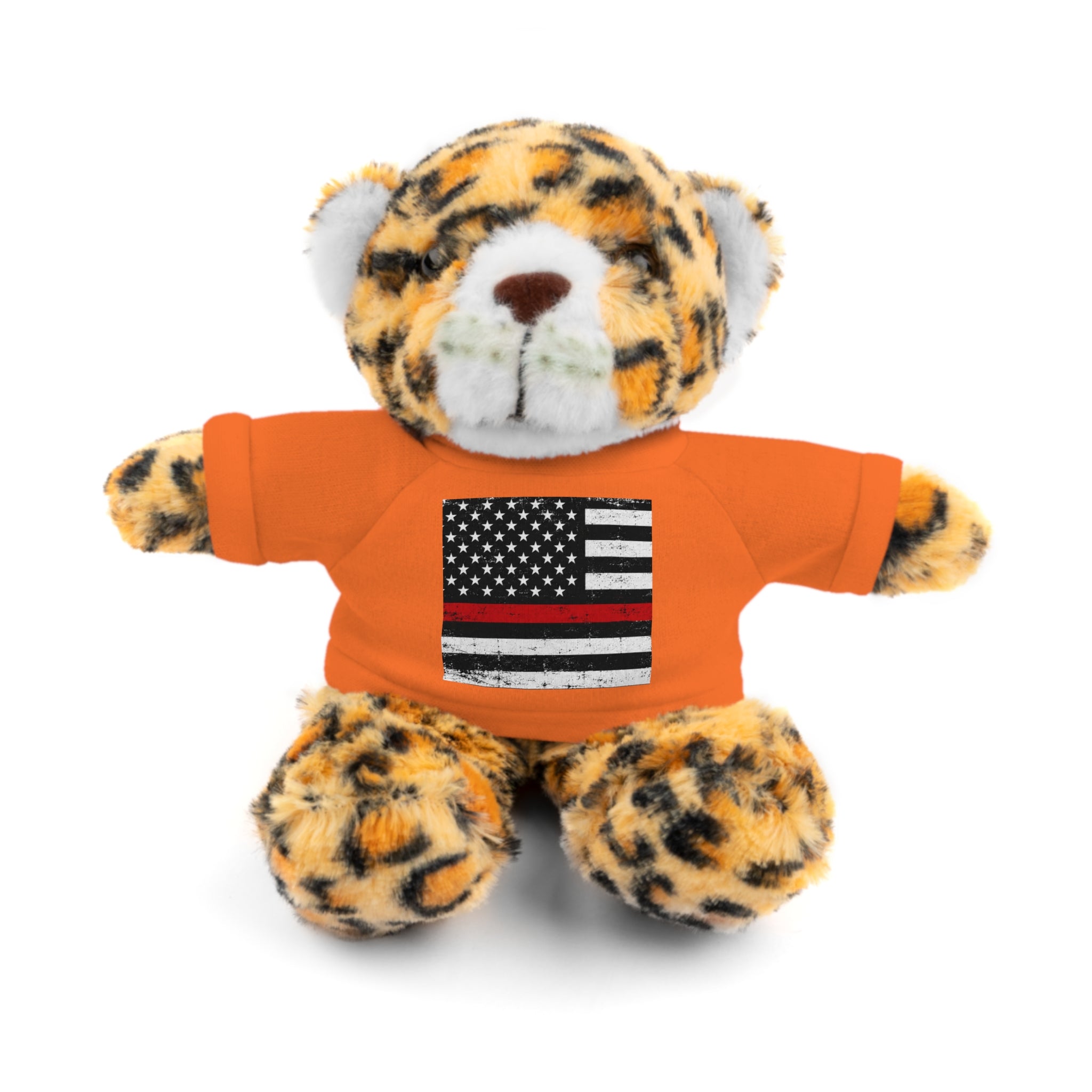 Kids Stuffed Animal with Thin Red line flag Tee
