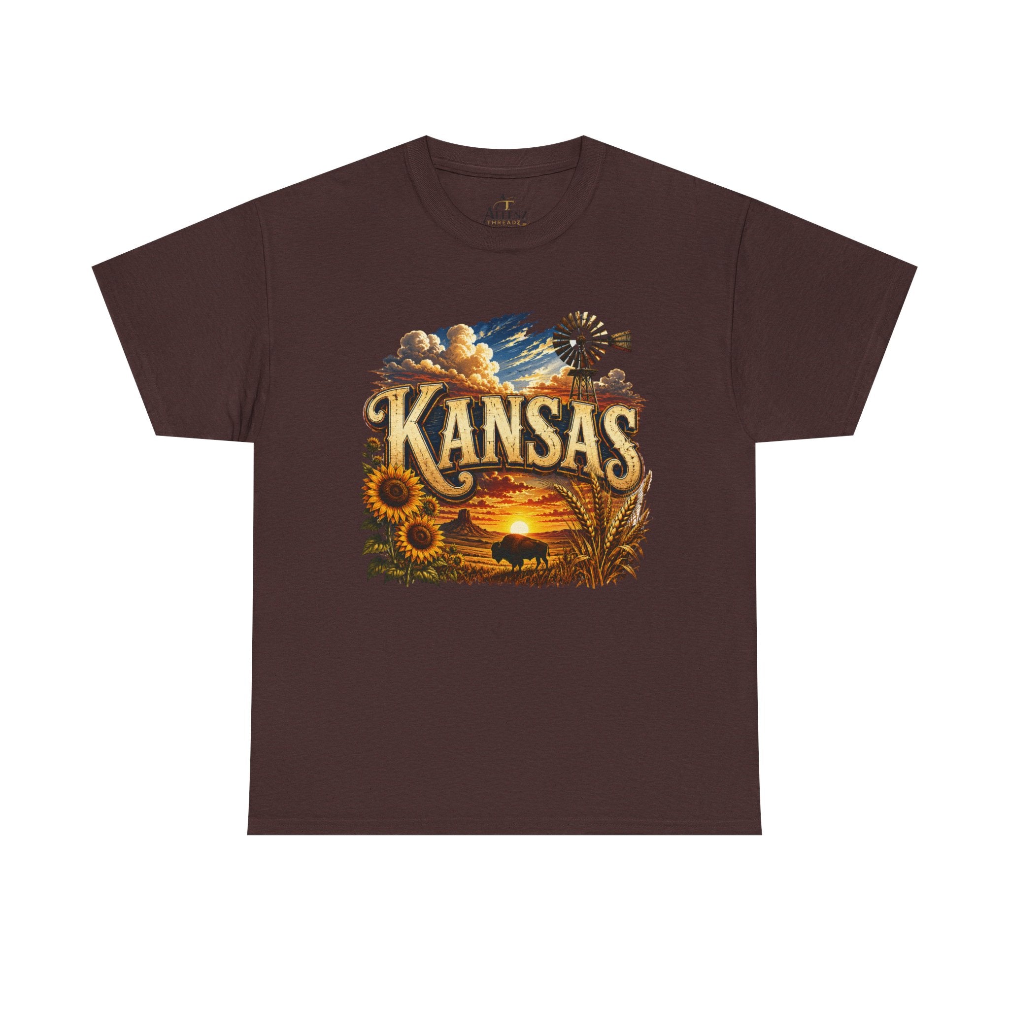 Unisex Heavy Cotton Tee 🌻 Kansas – Wide Open Skies and Heartland Heritage 🌻