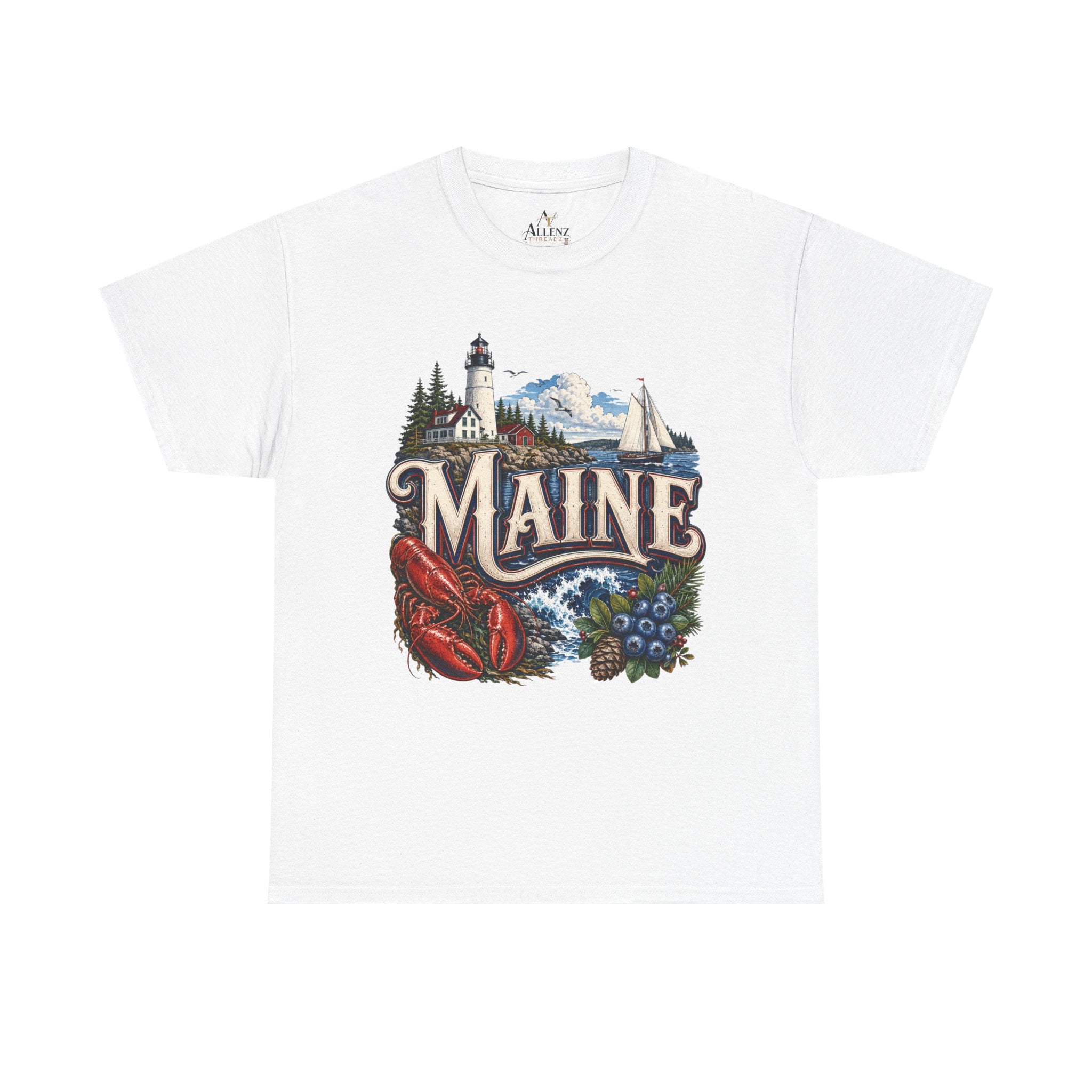 Unisex Heavy Cotton Tee 🦞 Maine – Coastal Beauty and New England Charm 🦞