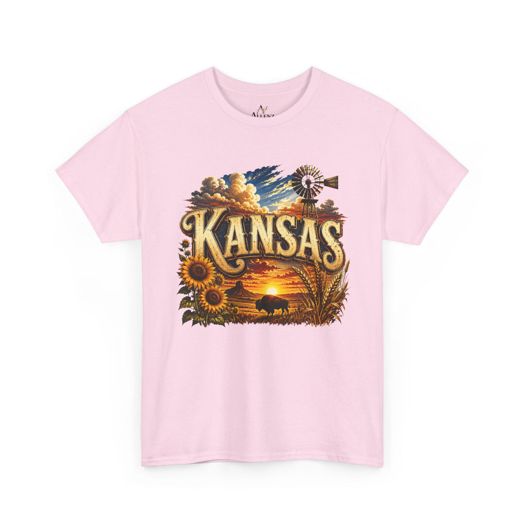 Unisex Heavy Cotton Tee 🌻 Kansas – Wide Open Skies and Heartland Heritage 🌻