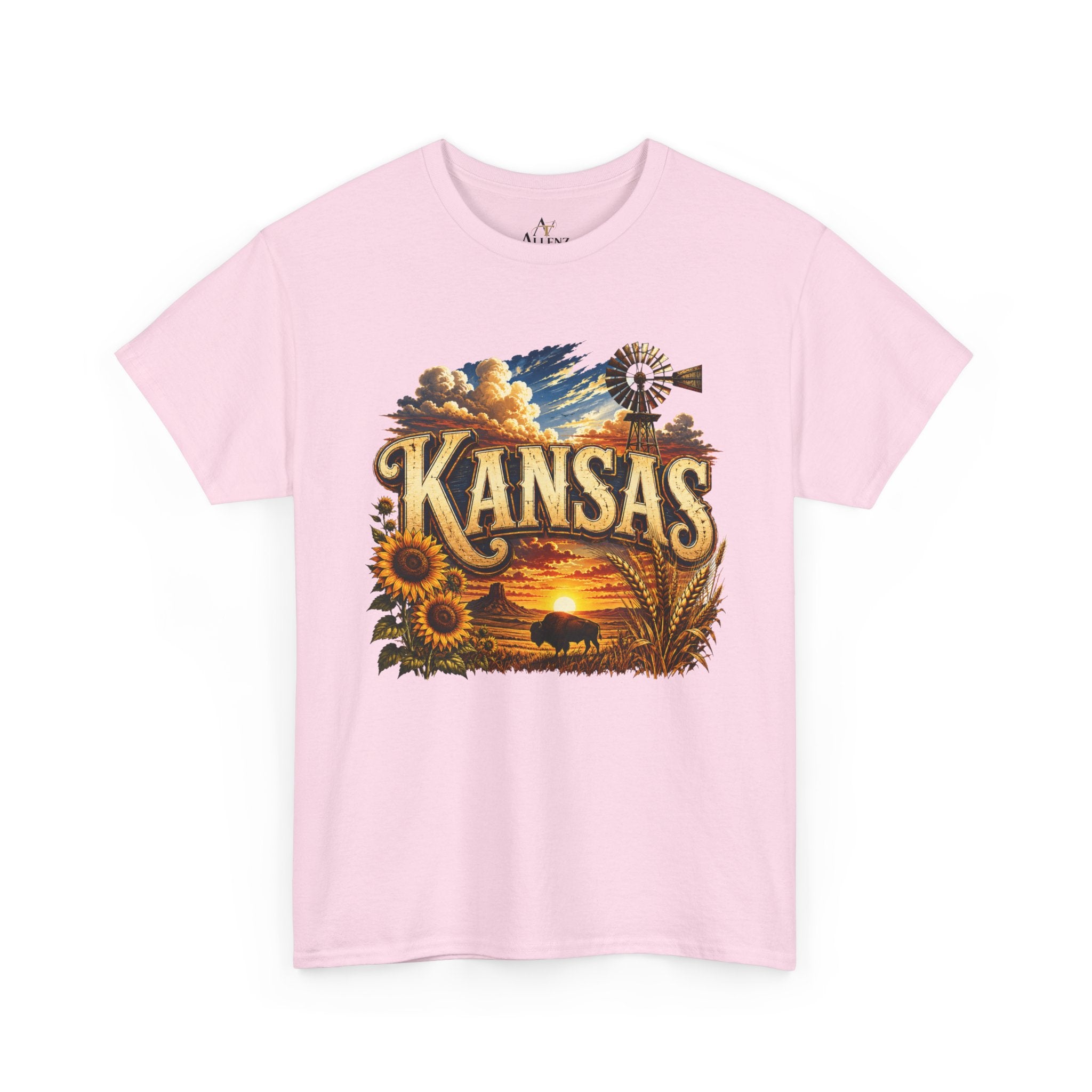 Unisex Heavy Cotton Tee 🌻 Kansas – Wide Open Skies and Heartland Heritage 🌻
