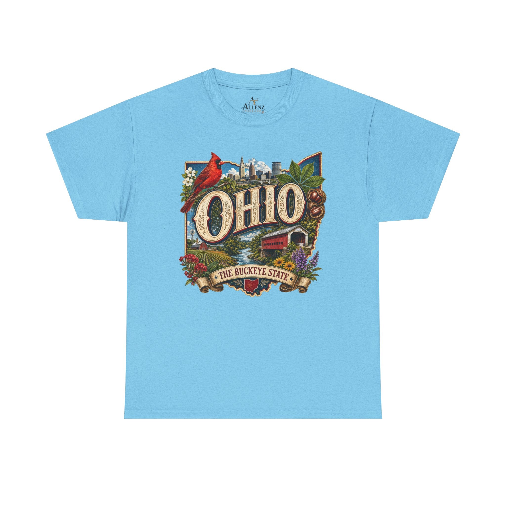 Unisex Heavy Cotton Tee🍂 Ohio – The Heart of the Buckeye State 🌰🌾