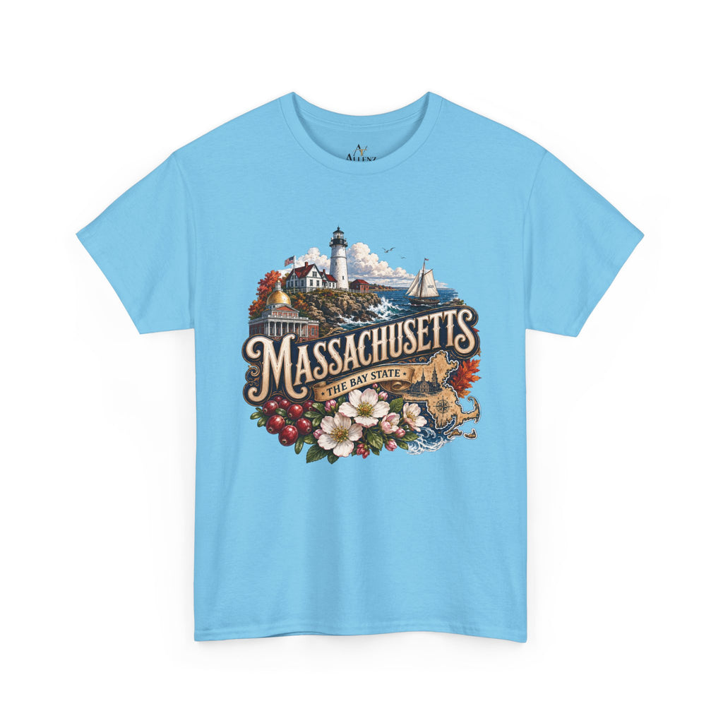 Unisex Heavy Cotton Tee ⚓ Massachusetts – Historic Coastal Pride
